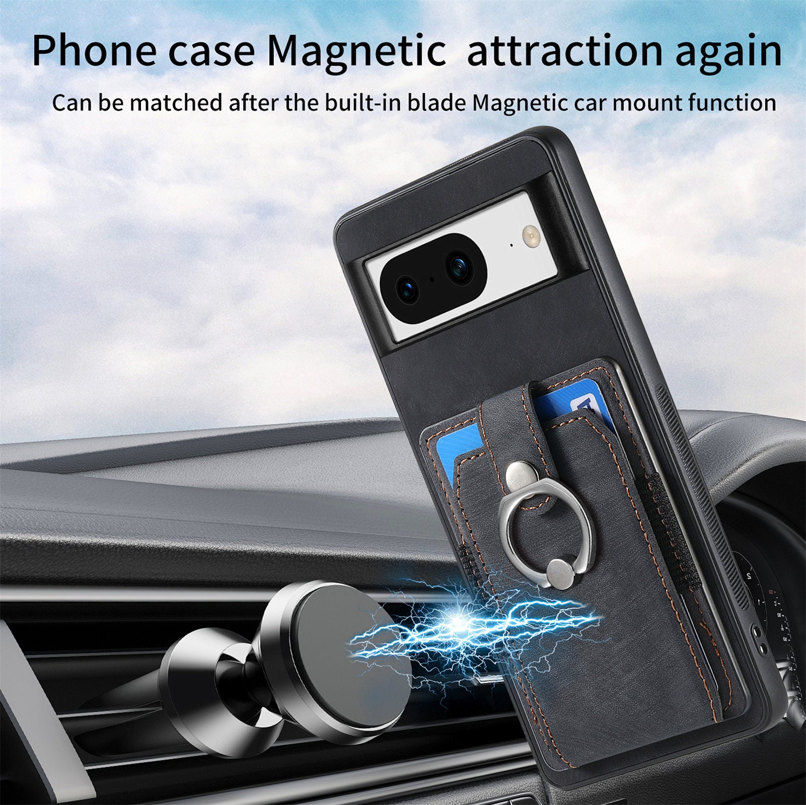 D2 For Google Pixel 8 Phone Case Ring Holder Kickstand TPU+PU Leather Phone Shell D2 For Google Pixel 8 Phone Case Ring Holder Kickstand TPU+PU Leather Phone Shell